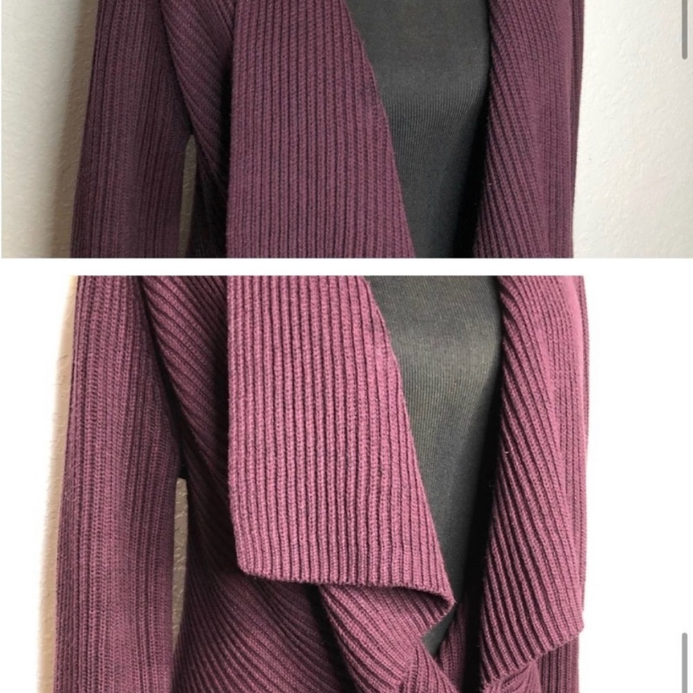 Cabi Regal maroon wine purple long button front cardigan sweater Large #3350